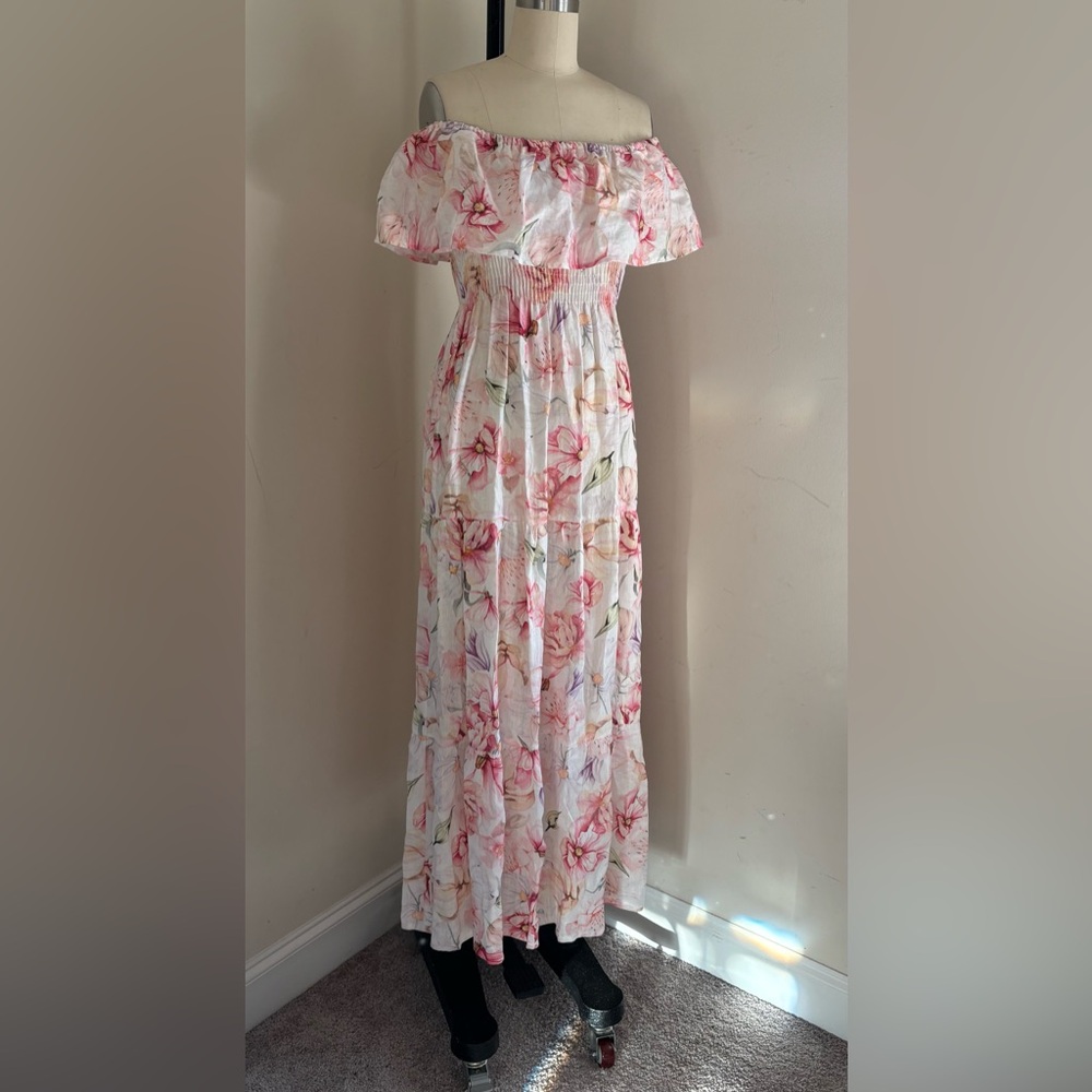 Floral Off-Shoulder Italian Maxi Dress